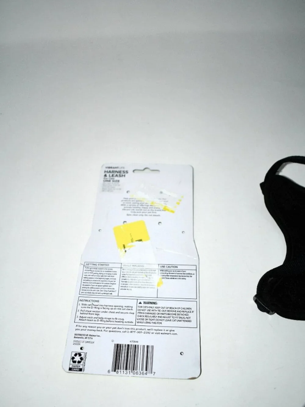 Vibrant Life Cat Harness & Leash Set Black Adjustable 8-15 lbs NWT